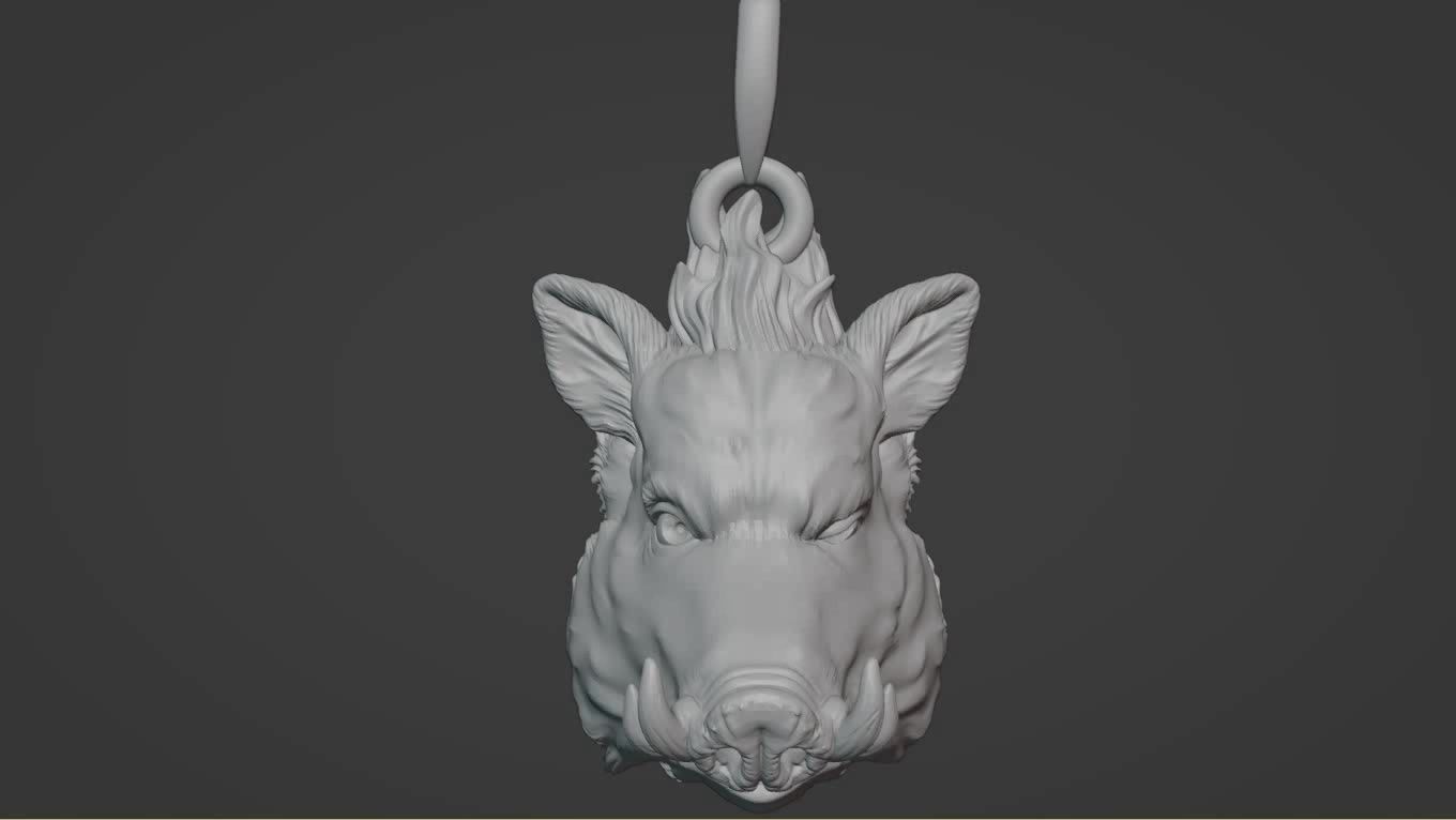 Pendant Pig 3D print model 3D print model_5