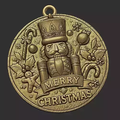 Nutcracker 3D Relief Decor with Merry Christmas wishes 3D print model