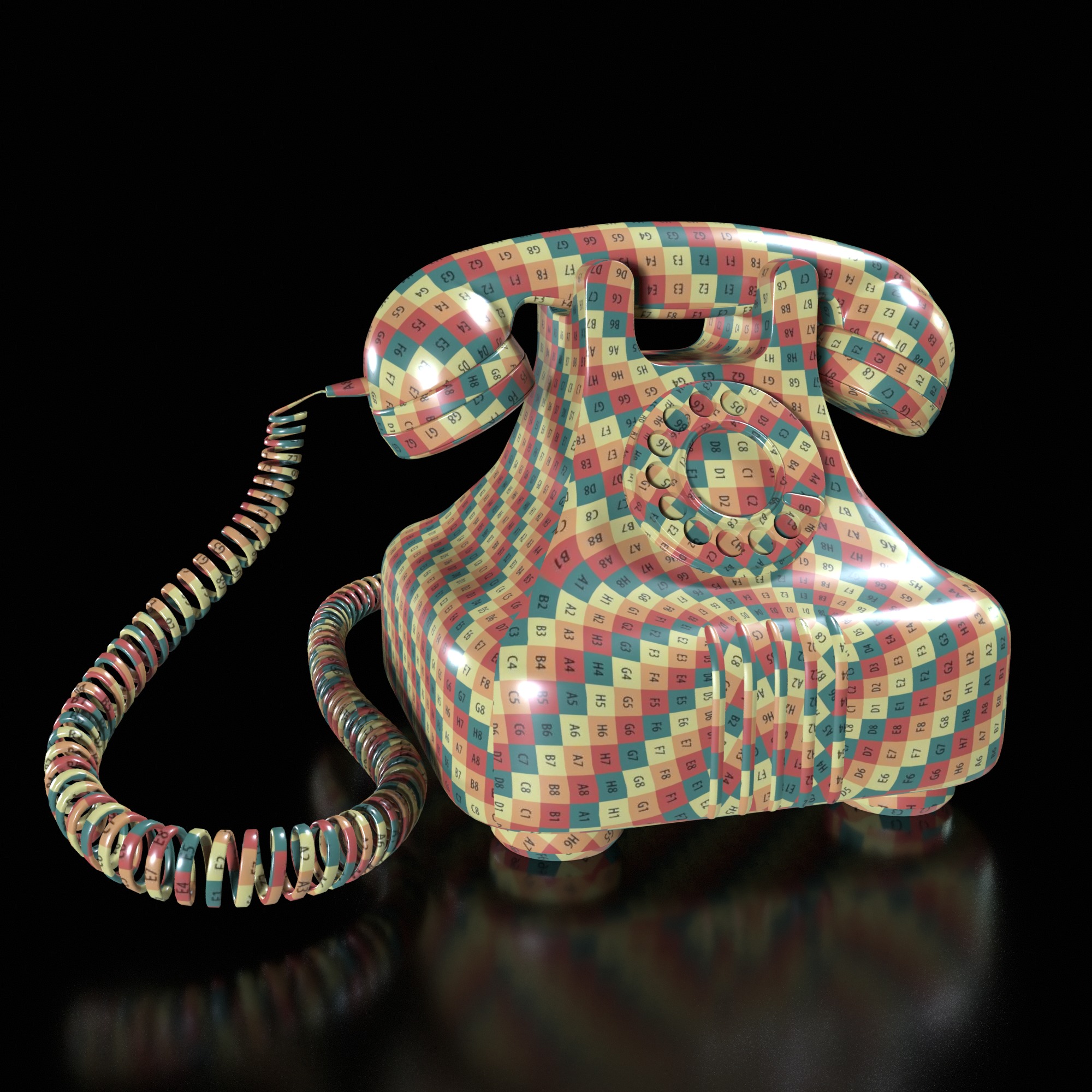 Landline telephone Low-poly 3D model_8