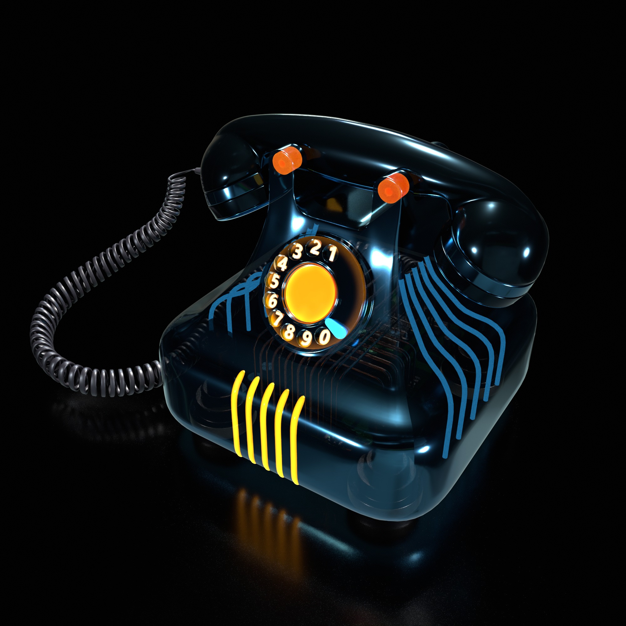 Landline telephone Low-poly 3D model_3