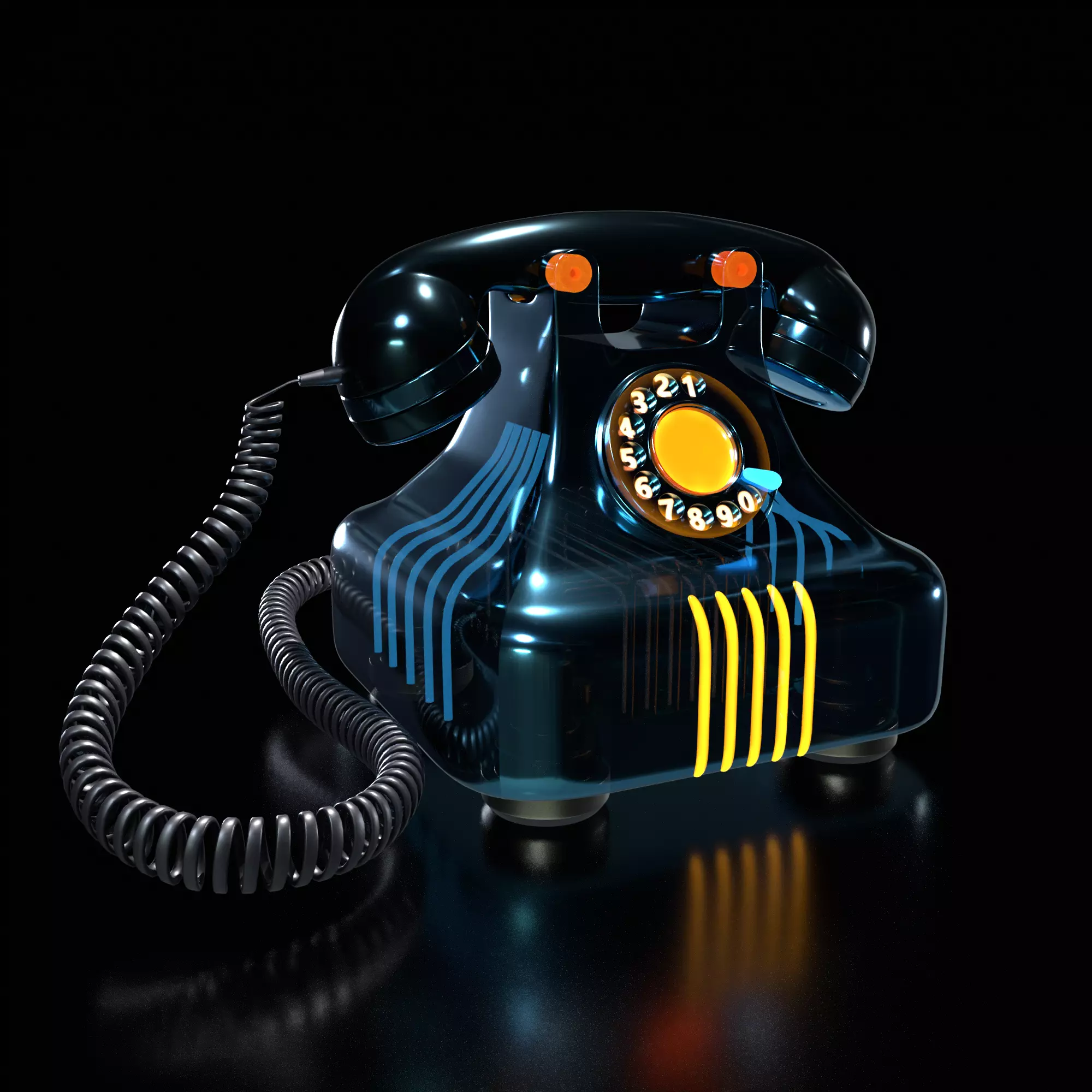 Landline telephone Low-poly 3D model_0