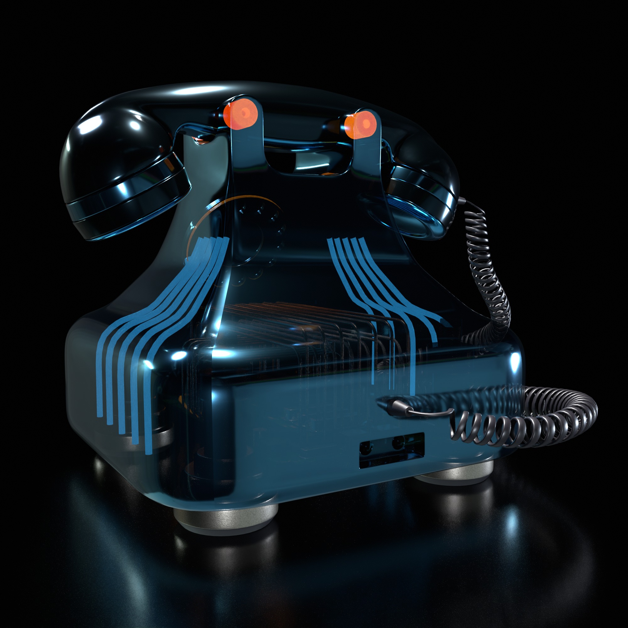 Landline telephone Low-poly 3D model_4