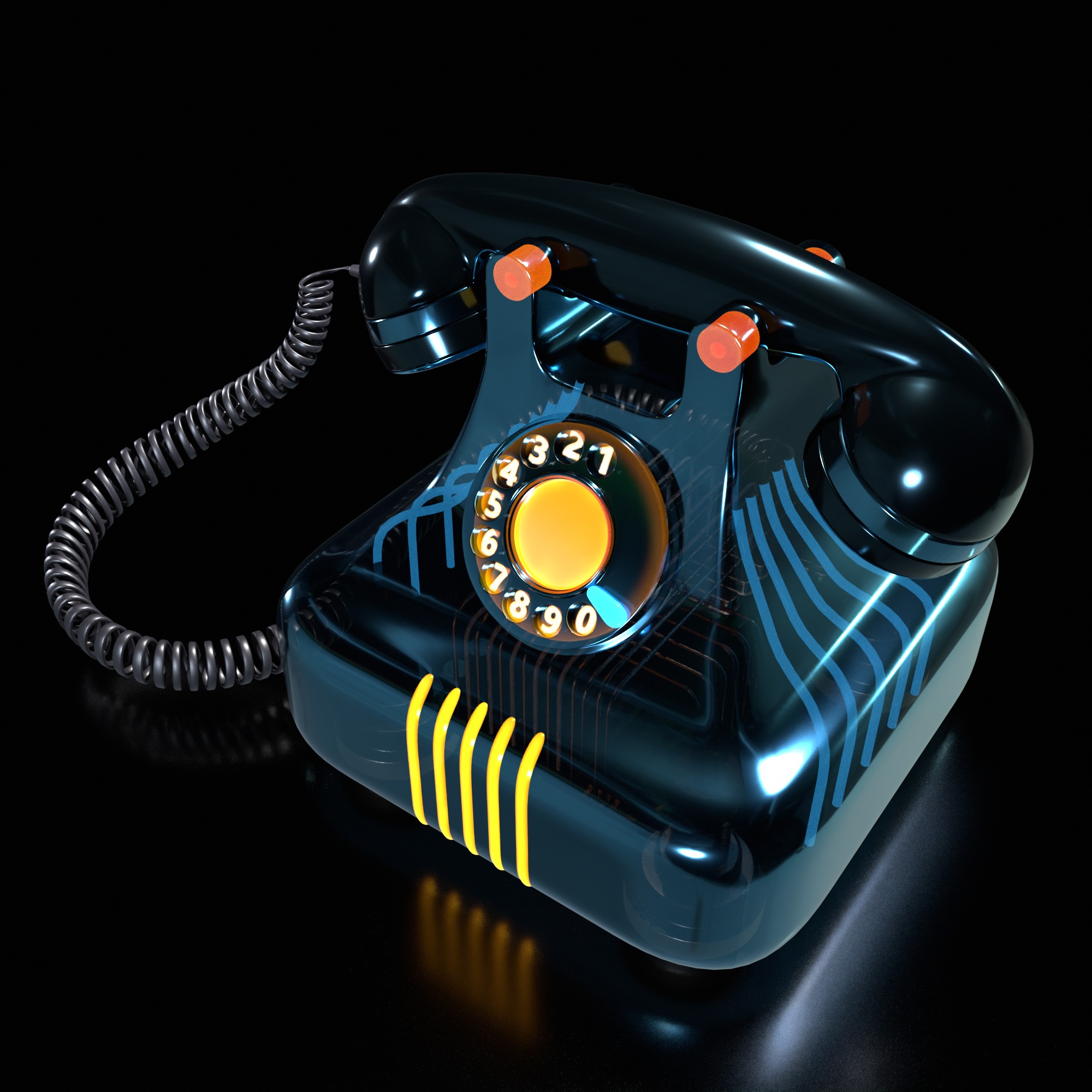 Landline telephone Low-poly 3D model_9