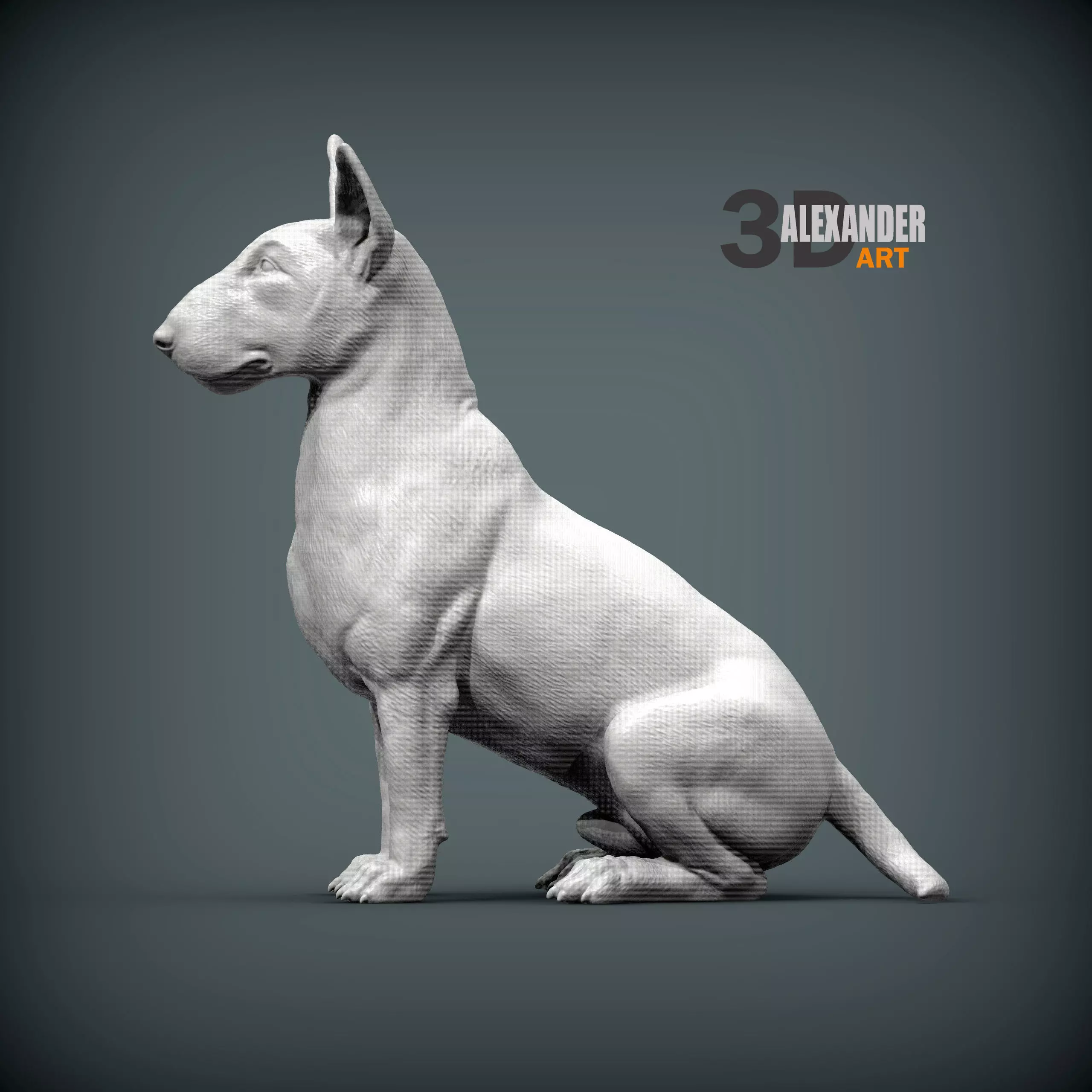 bull terrier sitting 3D print model_0