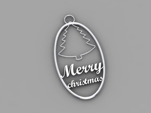 merry christmas pendant 3D print model_2