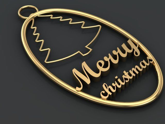 merry christmas pendant 3D print model_4