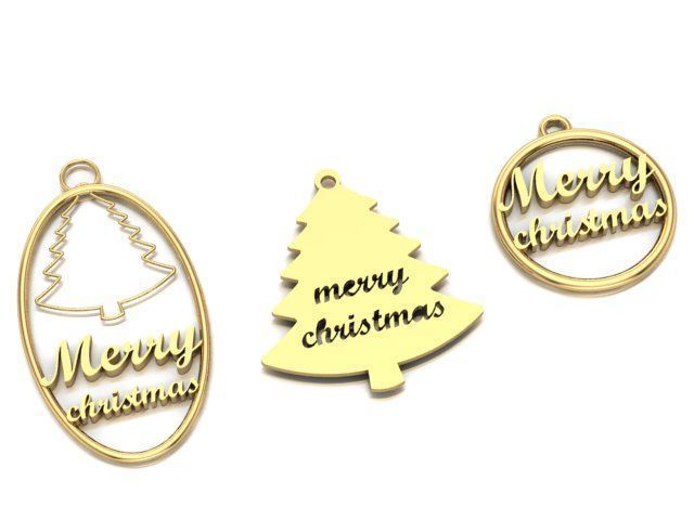 merry christmas pendant 3D print model_1