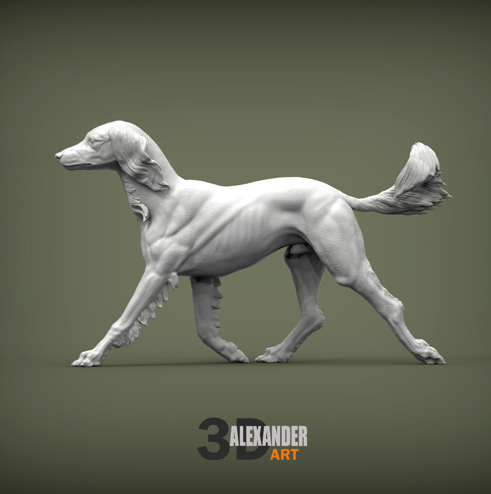 saluki runs 3D print model_2