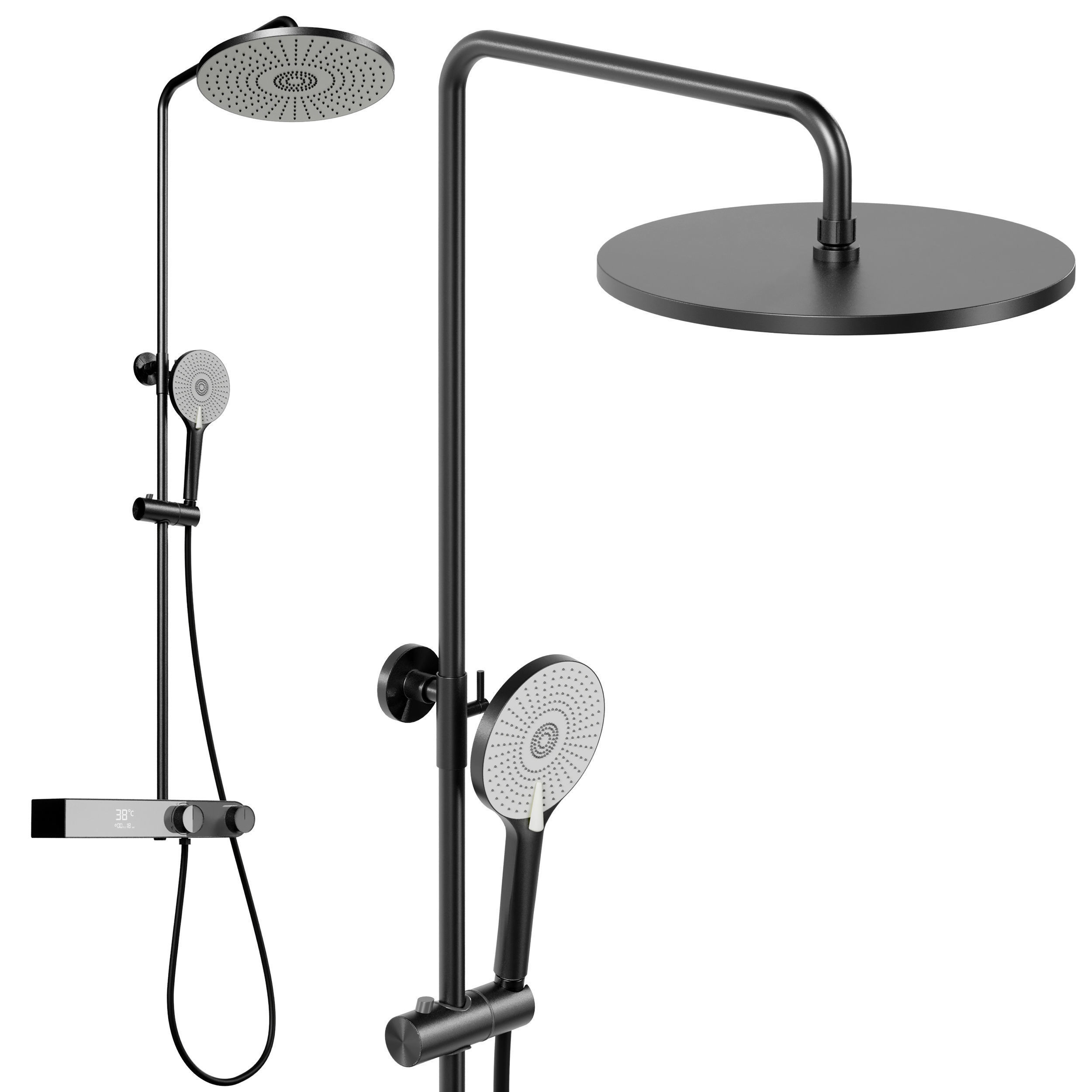 ZYACHUN Shower Faucet Set with LED Digital Display Smart Low-poly 3D model_3