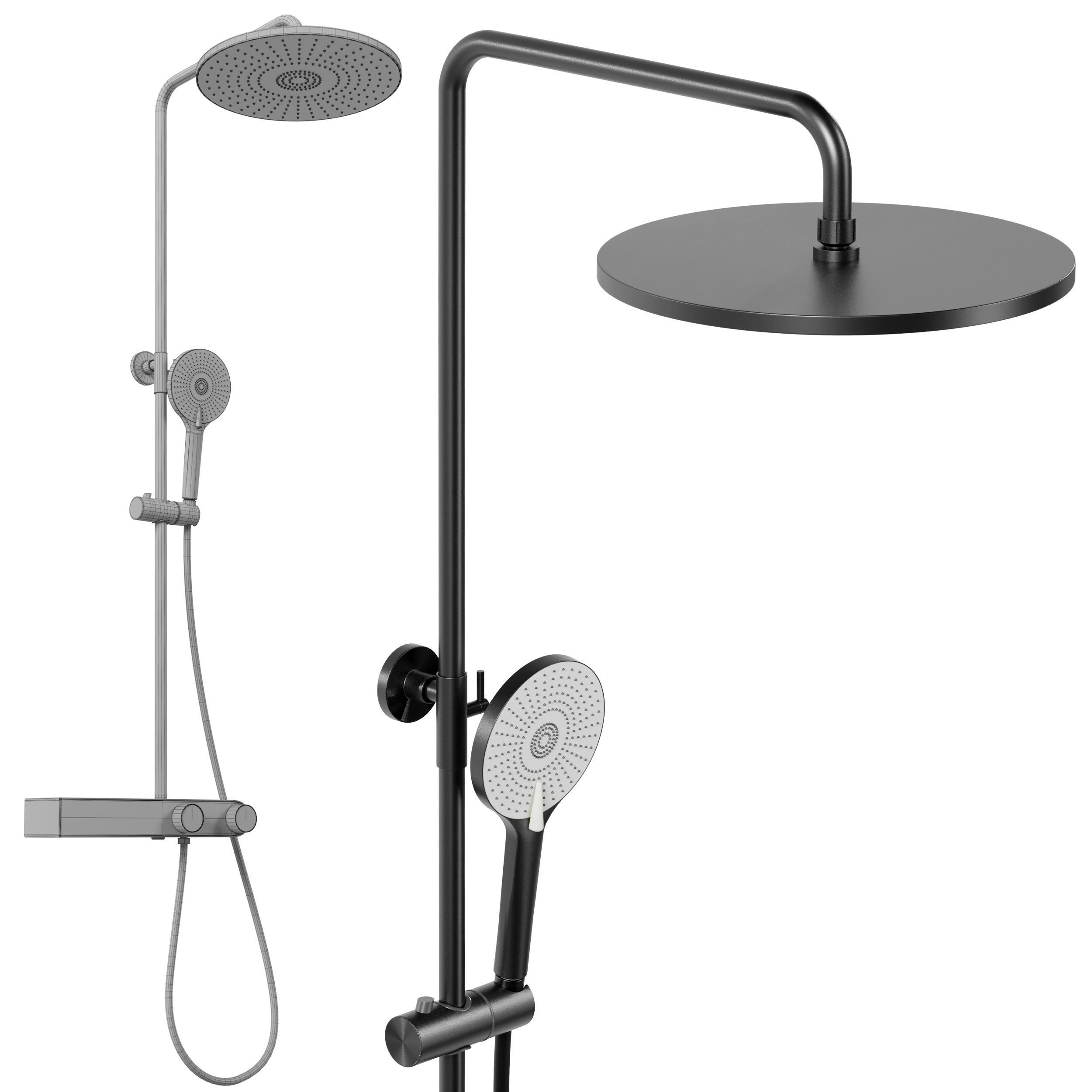 ZYACHUN Shower Faucet Set with LED Digital Display Smart Low-poly 3D model_6