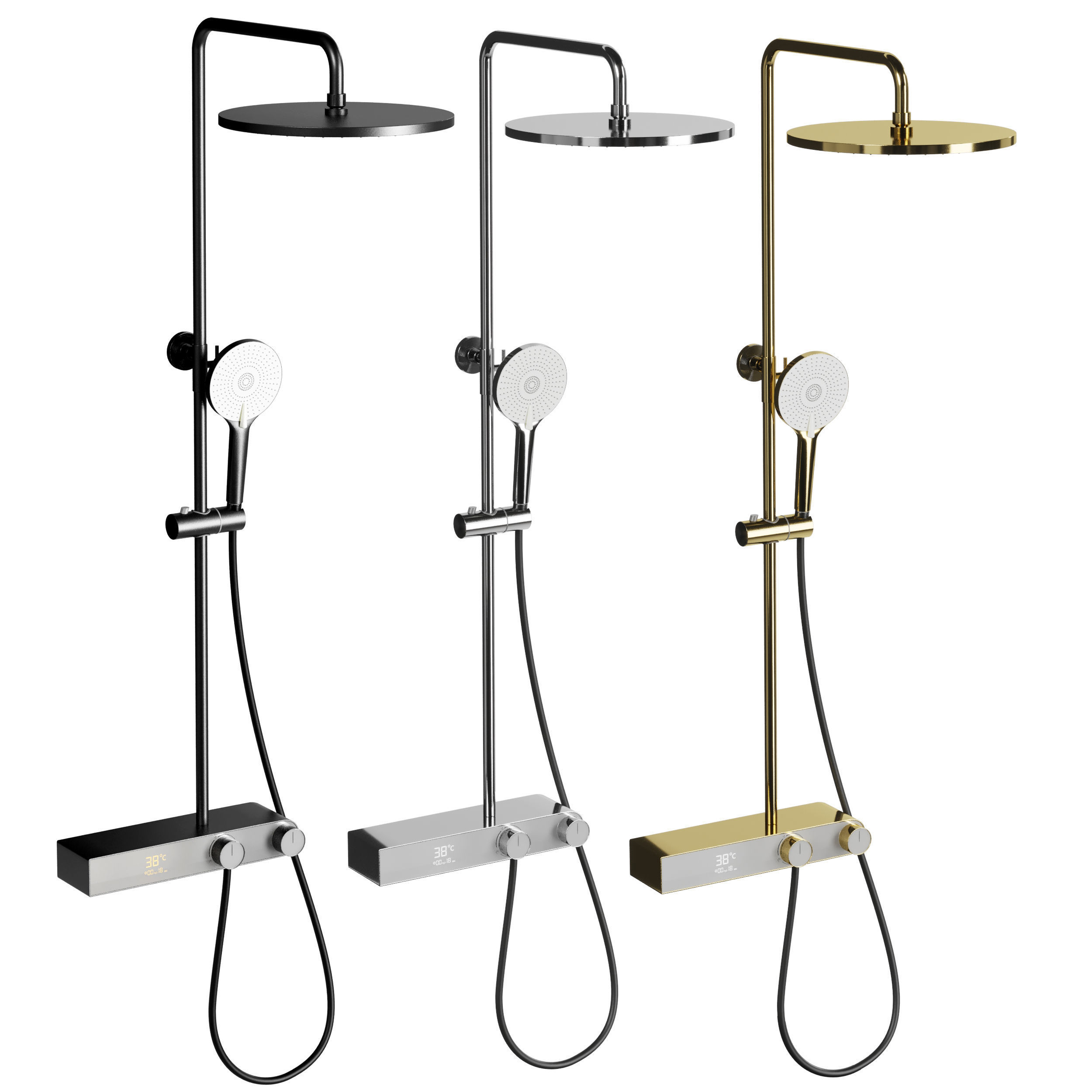 ZYACHUN Shower Faucet Set with LED Digital Display Smart Low-poly 3D model_2