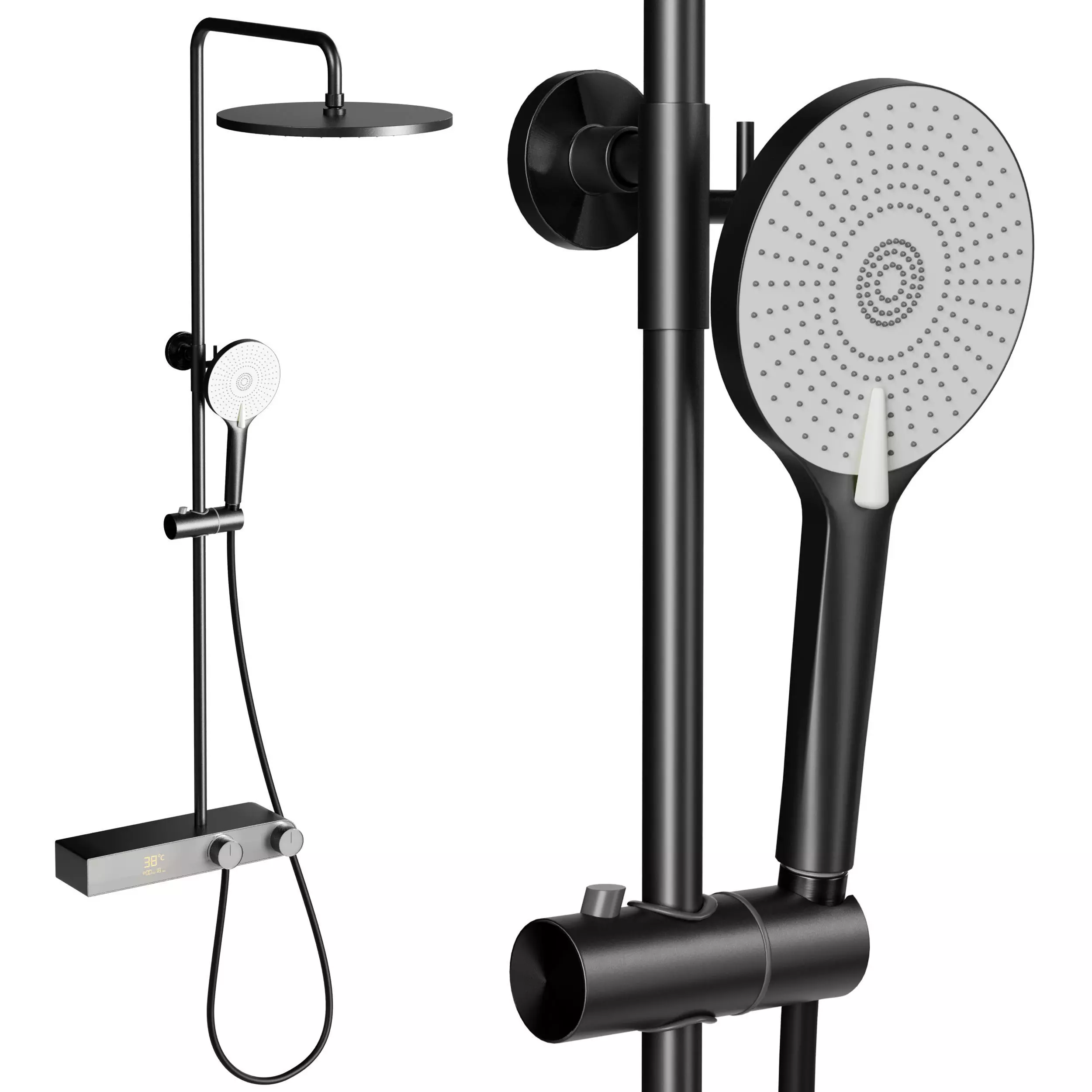 ZYACHUN Shower Faucet Set with LED Digital Display Smart Low-poly 3D model_0