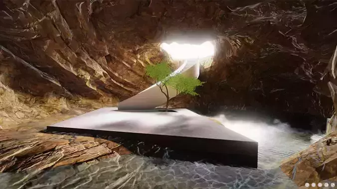 G0049 VR Virtual Reality Environment Cave Hall Low-poly 3D model