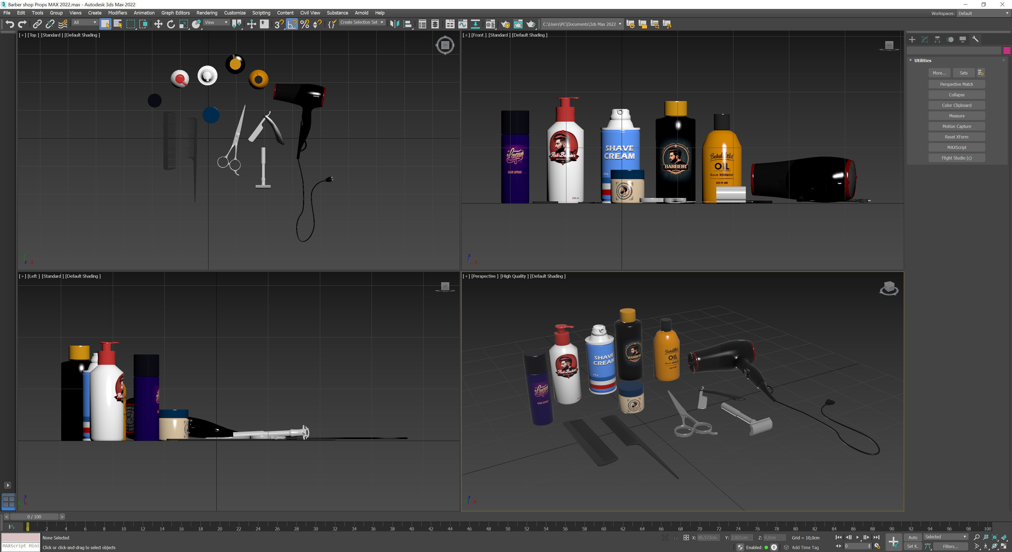 Barber shop Props Low-poly 3D model_10