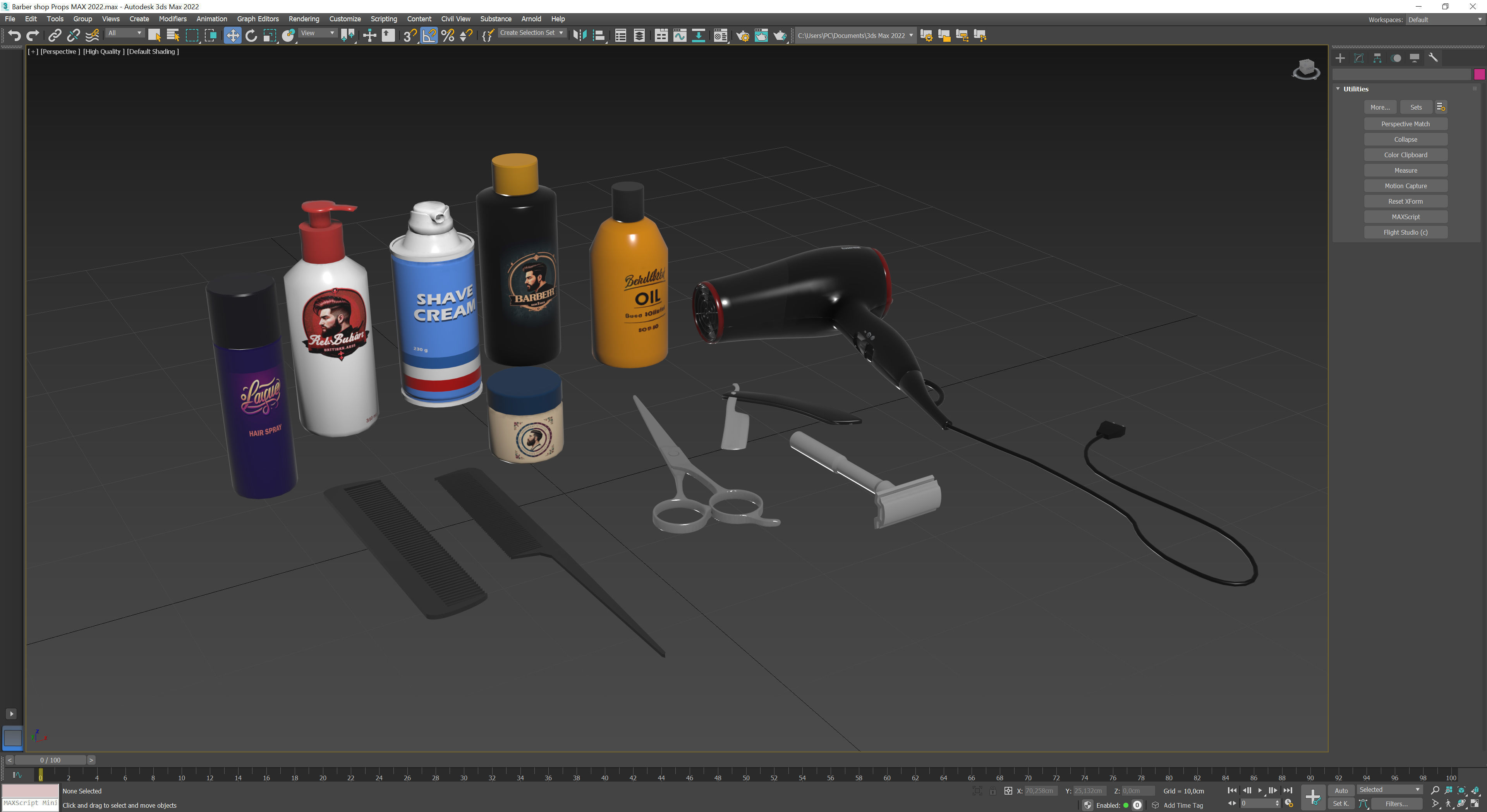Barber shop Props Low-poly 3D model_11