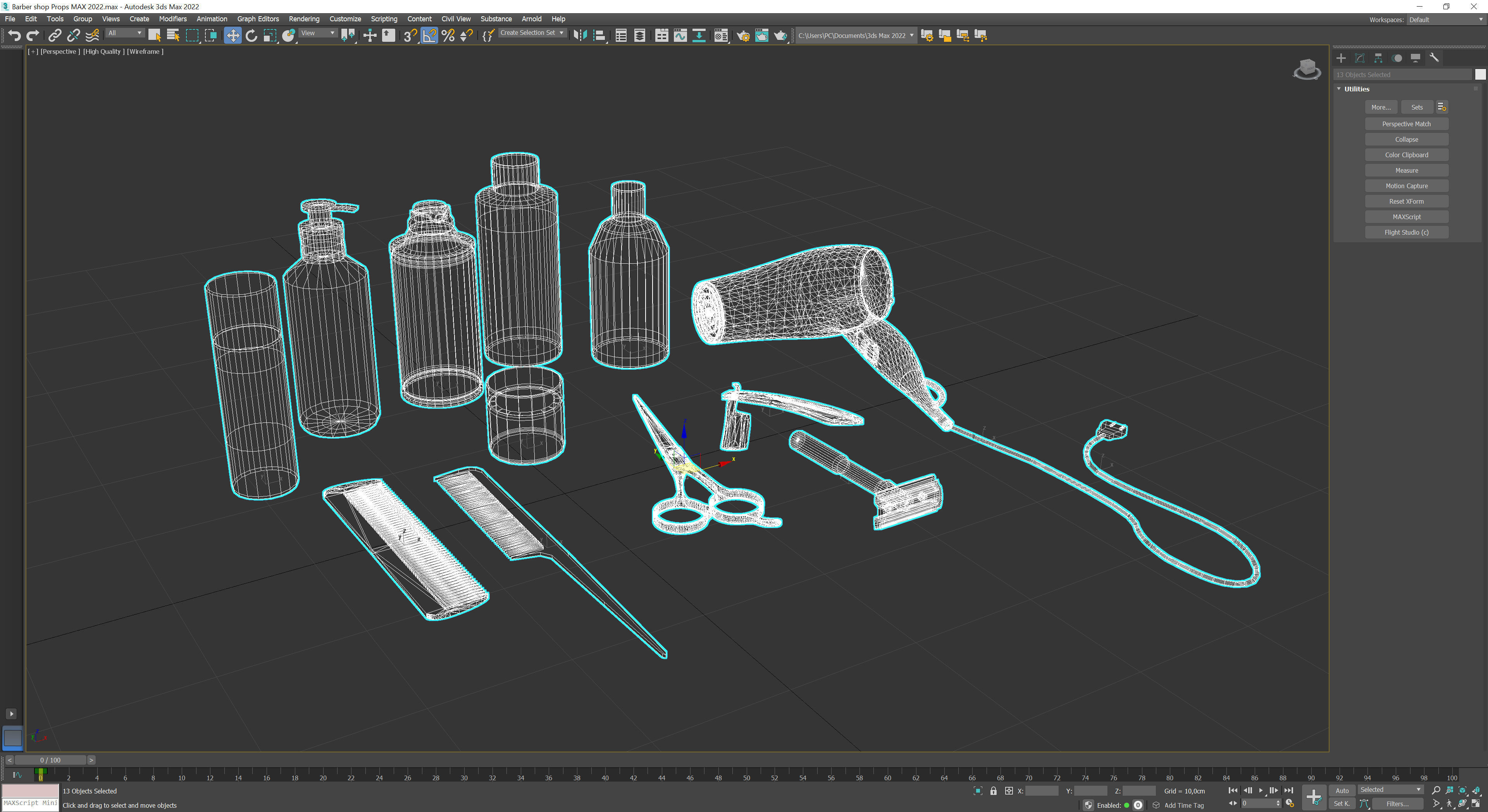 Barber shop Props Low-poly 3D model_12