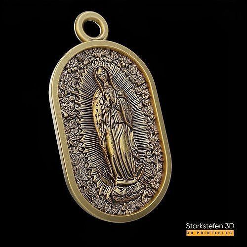 Our Lady of Guadalupe  Pendant 3D print model and cnc  3D print model