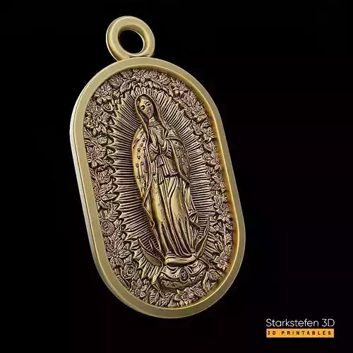 Our Lady of Guadalupe  Pendant 3D print model and cnc 