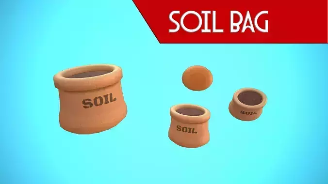 SOIL BAG 03 CARTOON STYLIZED Low-poly 3D model