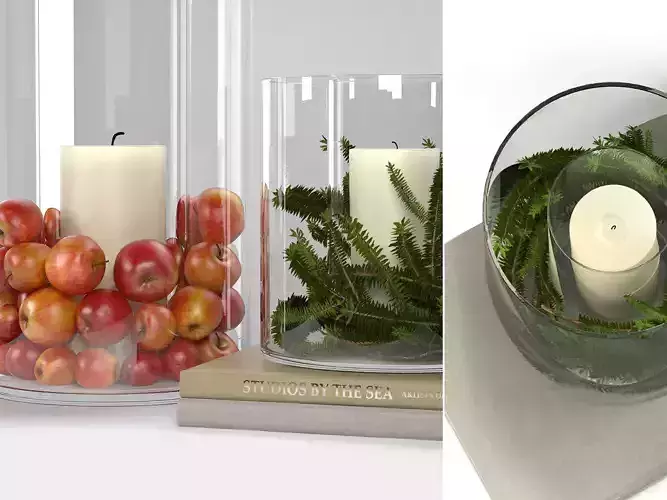 Glass Display Hurricanes with Apples