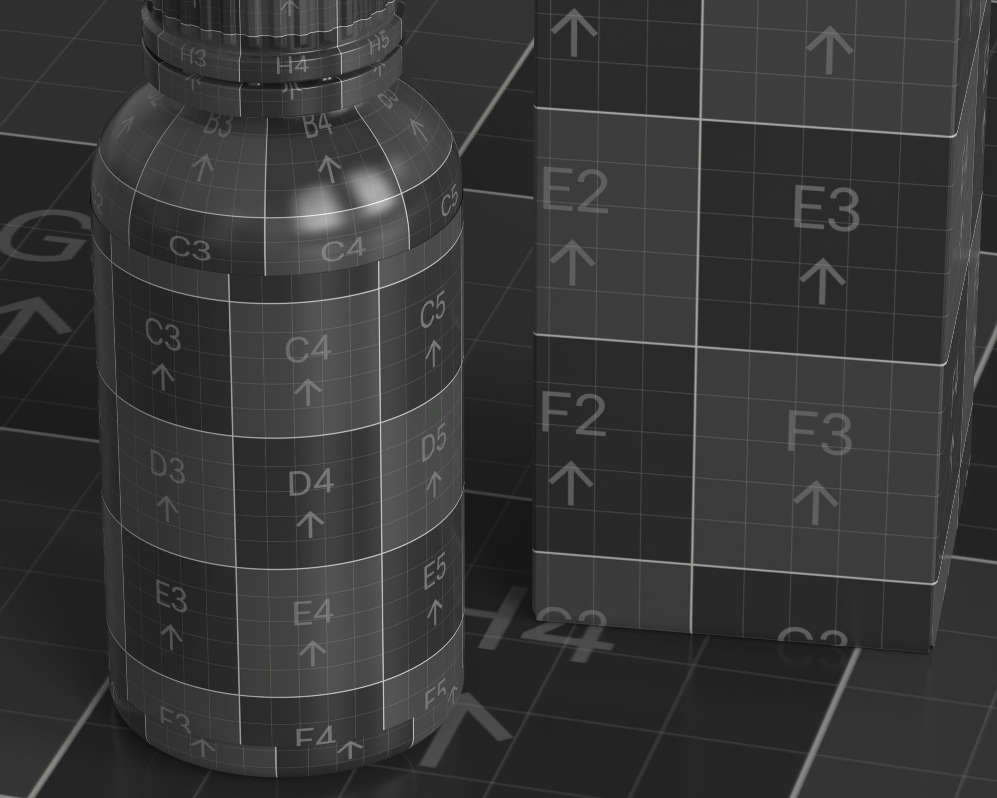 Dropper glass bottle with carton box 3D model_5