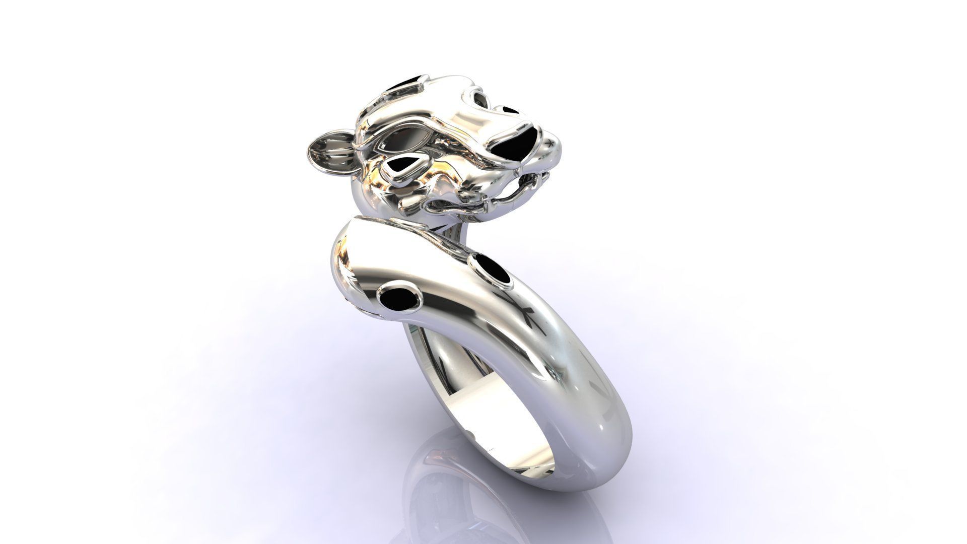 STL 3DM Panther Ring Womens Ring Plain Model 3D print model_1