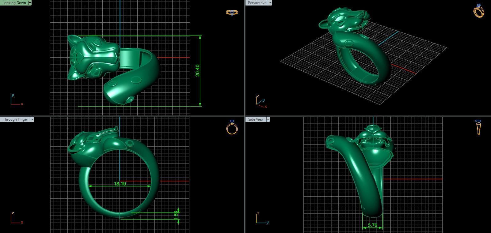 STL 3DM Panther Ring Womens Ring Plain Model 3D print model_9