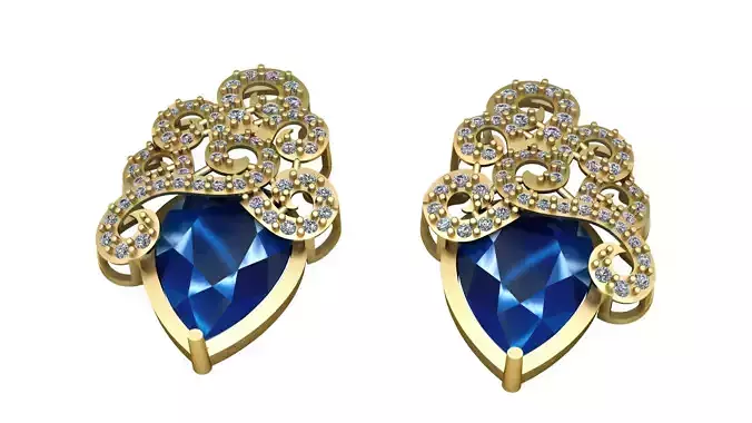 blue sapphire earring 3d printable model