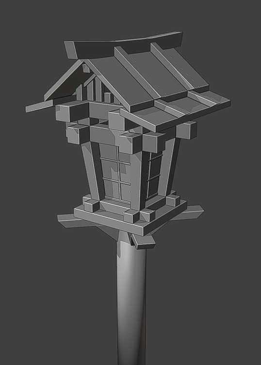 Japanese traditional Lantern  Free low-poly 3D model_5