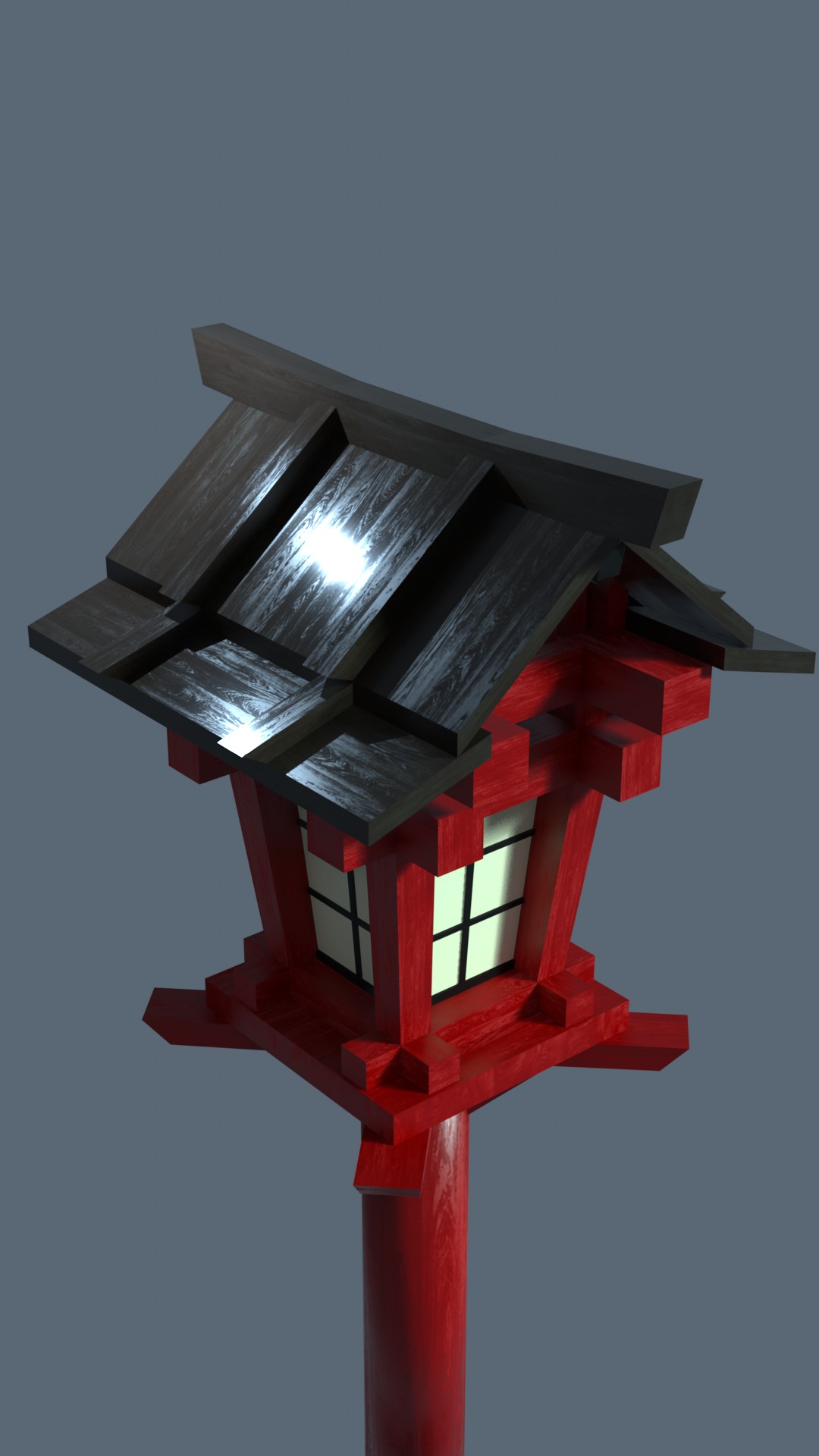 Japanese traditional Lantern  Free low-poly 3D model_4