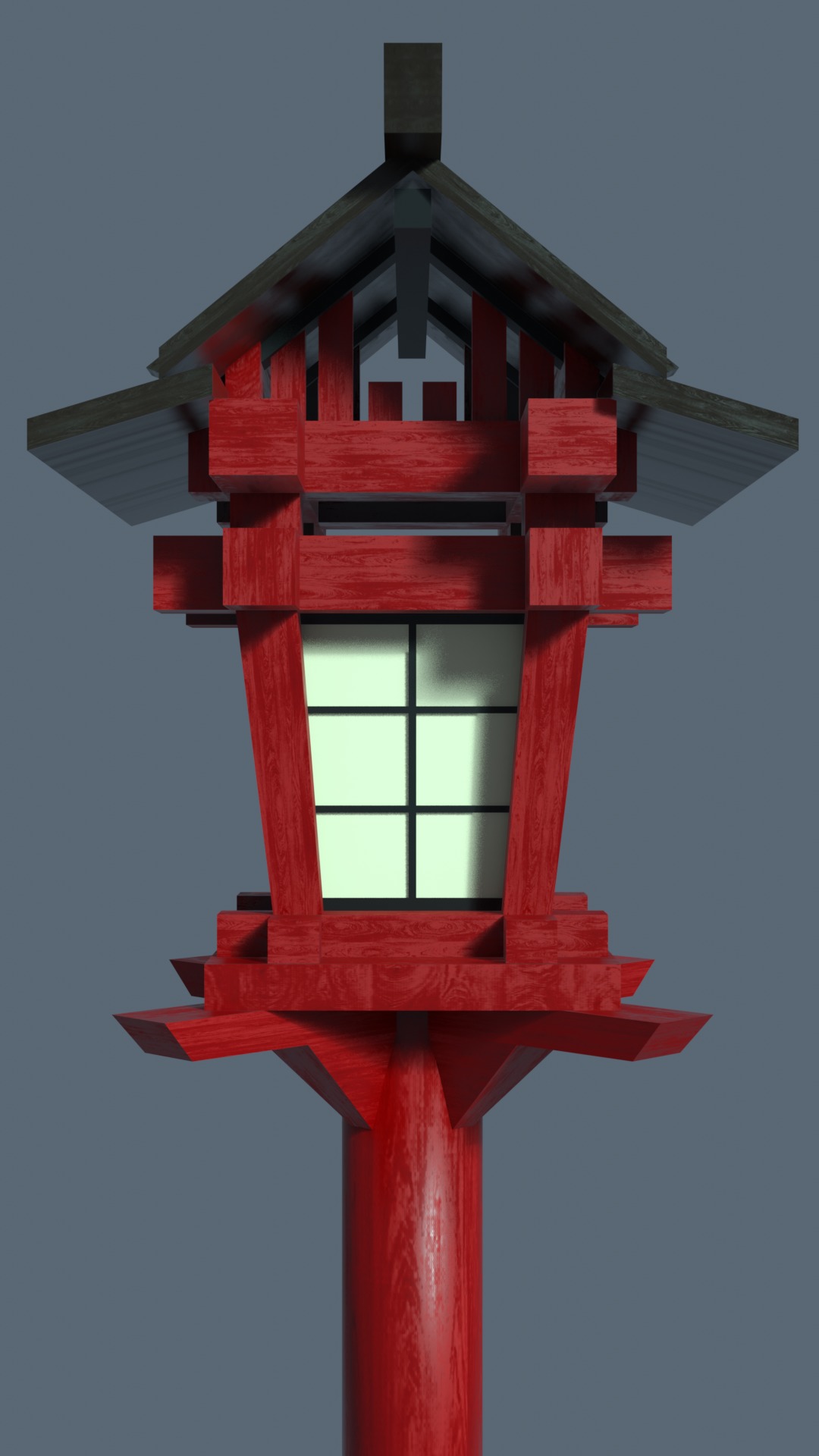Japanese traditional Lantern  Free low-poly 3D model_2