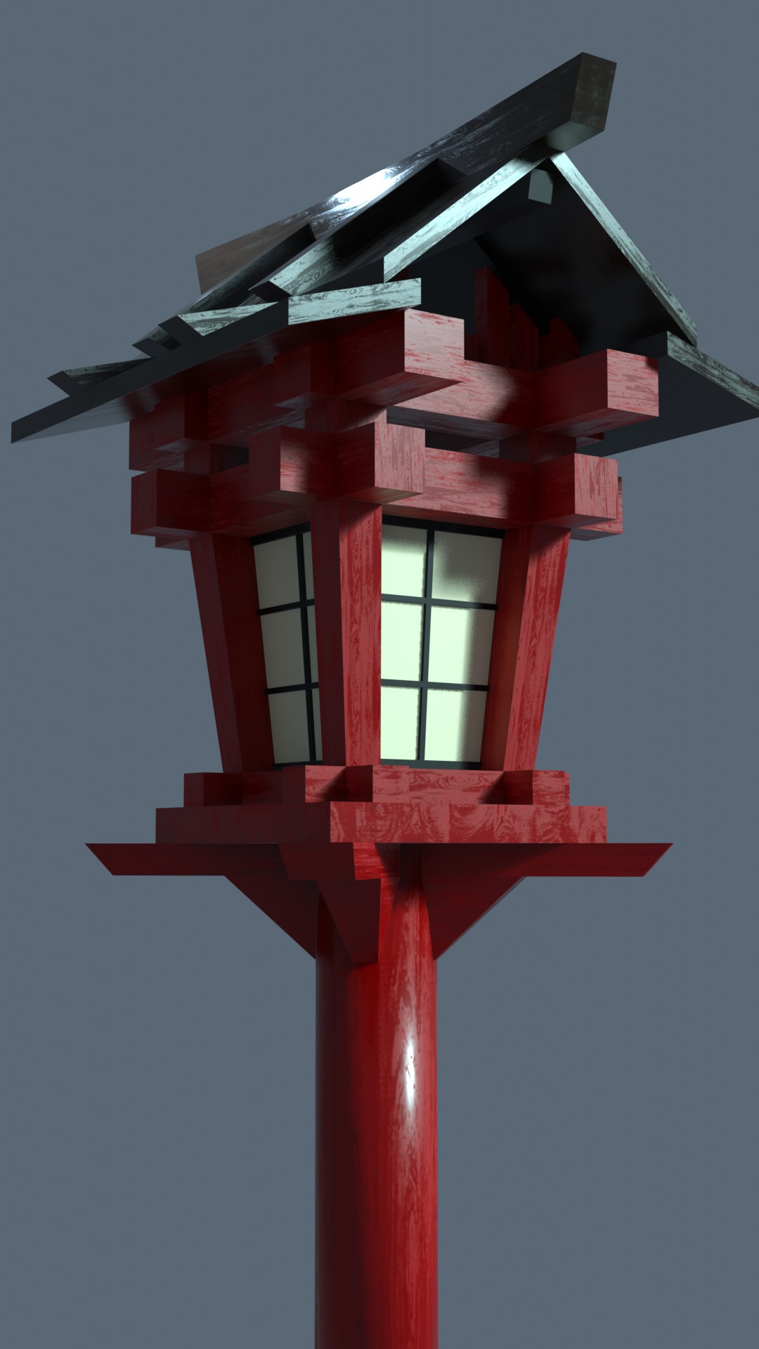 Japanese traditional Lantern  Free low-poly 3D model_3