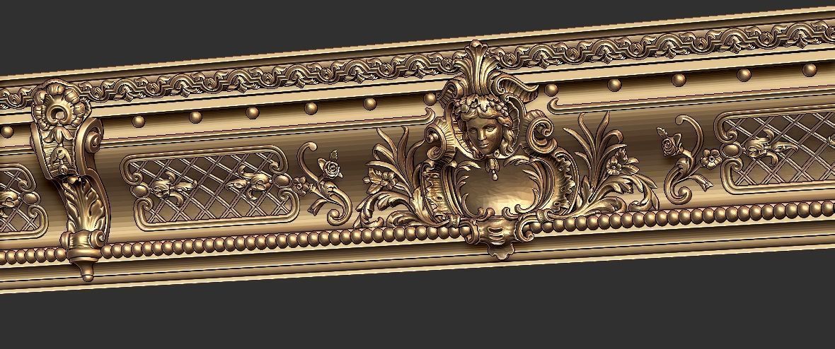 Classic Cornice with Roman Ornaments and girl face 3D print model_6