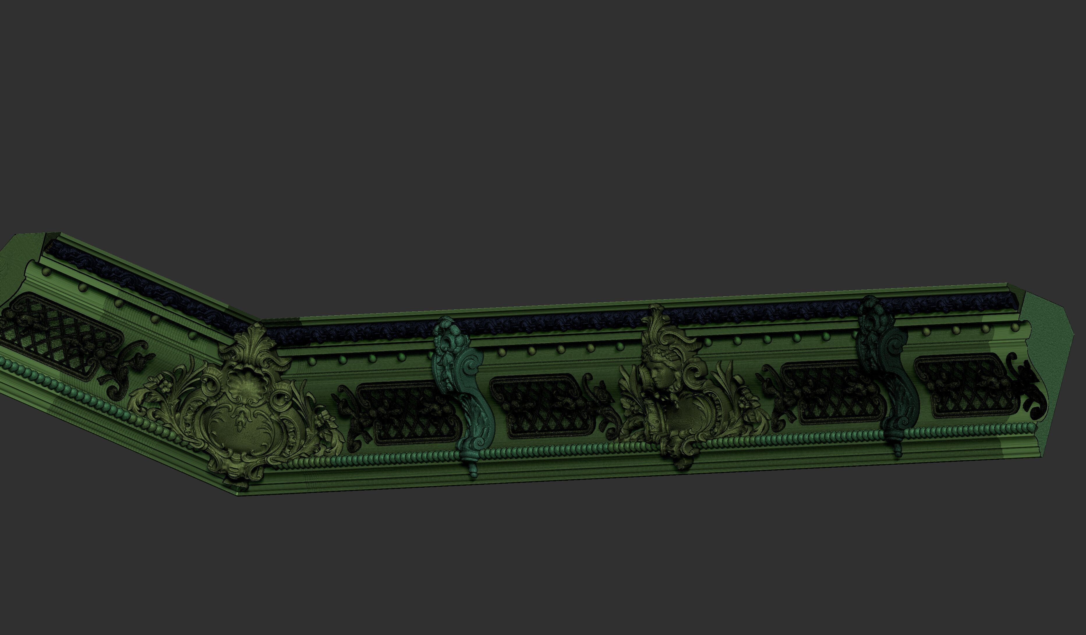 Classic Cornice with Roman Ornaments and girl face 3D print model_4