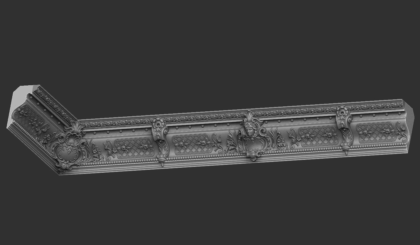 Classic Cornice with Roman Ornaments and girl face 3D print model_13