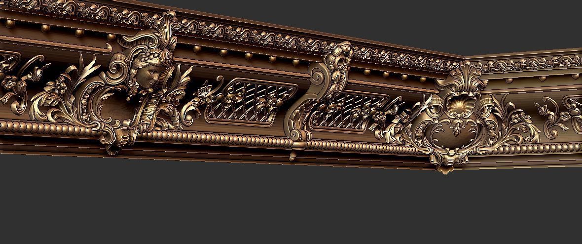 Classic Cornice with Roman Ornaments and girl face 3D print model_7