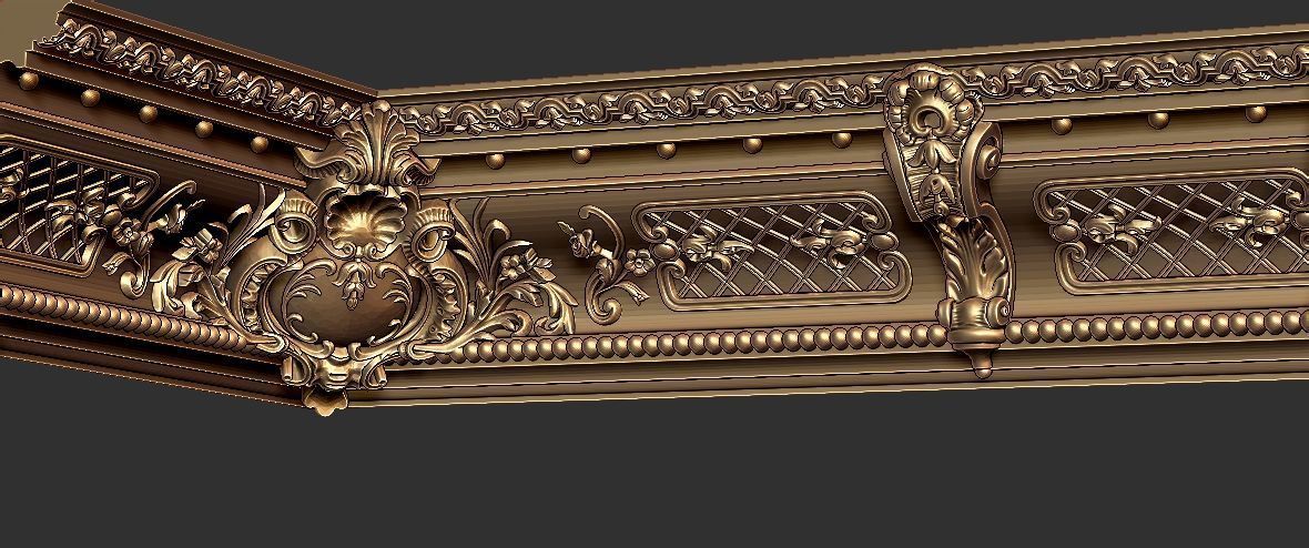 Classic Cornice with Roman Ornaments and girl face 3D print model_8