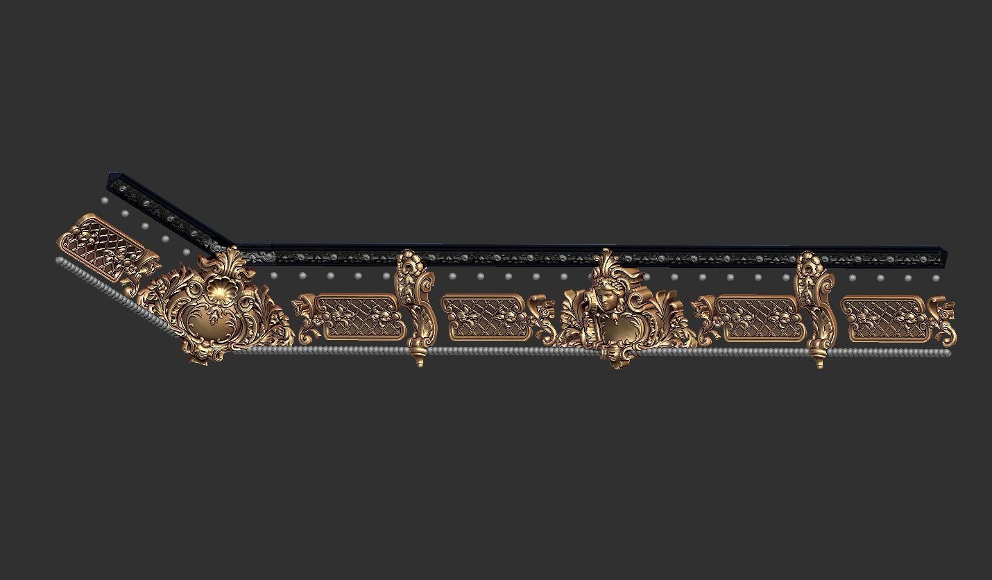 Classic Cornice with Roman Ornaments and girl face 3D print model_5