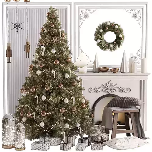 Christmas Tree and Decoration Set 008 Low-poly 3D model