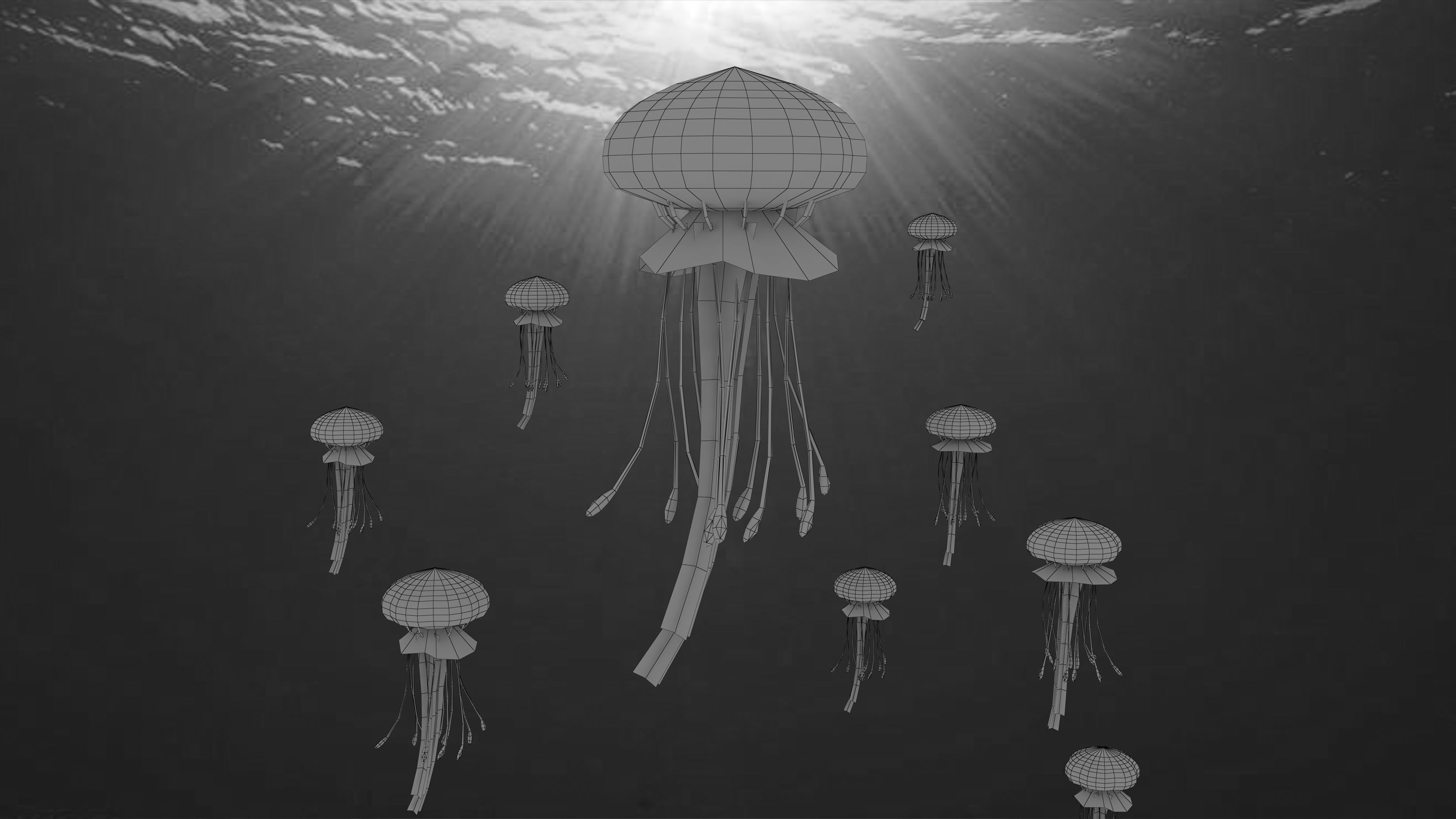 Point Cache animated jellyfish  3D model_8