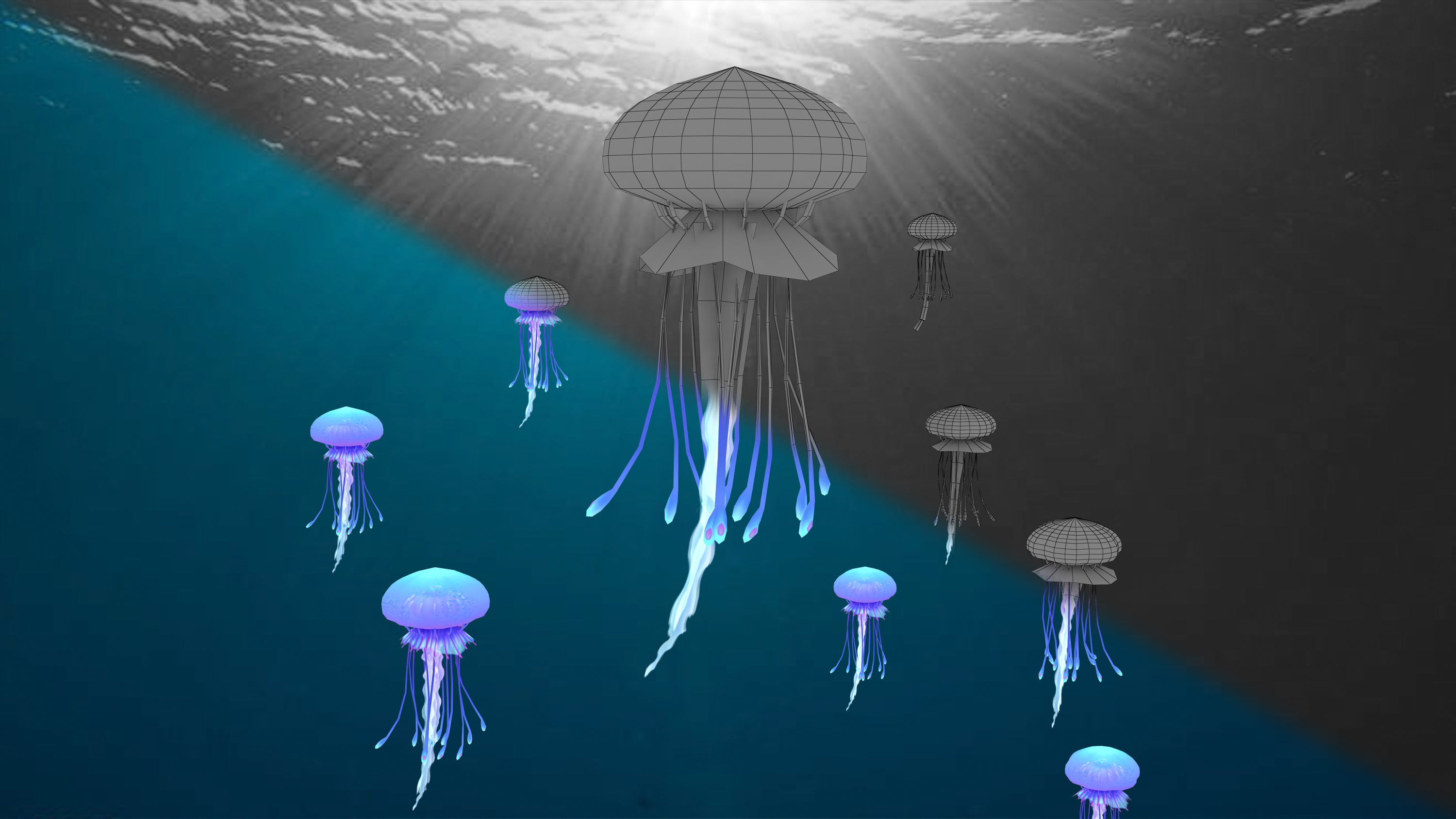 Point Cache animated jellyfish  3D model_7