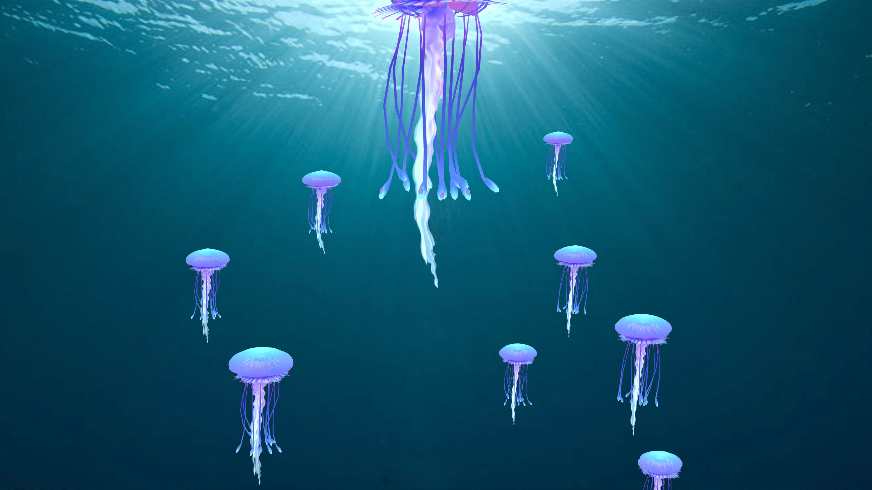 Point Cache animated jellyfish  3D model_2