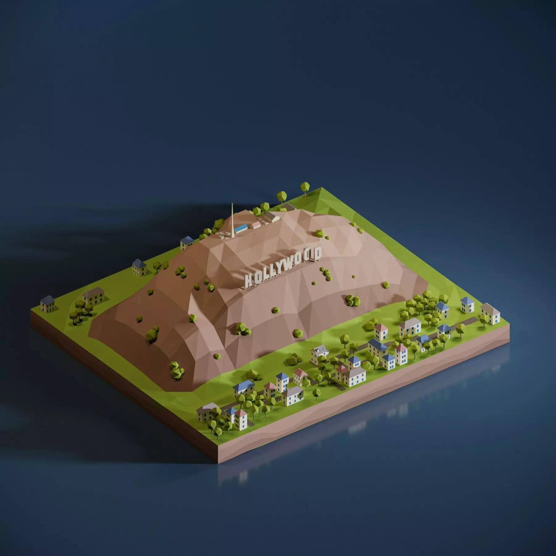 Hollywood  Low-poly 3D model_0