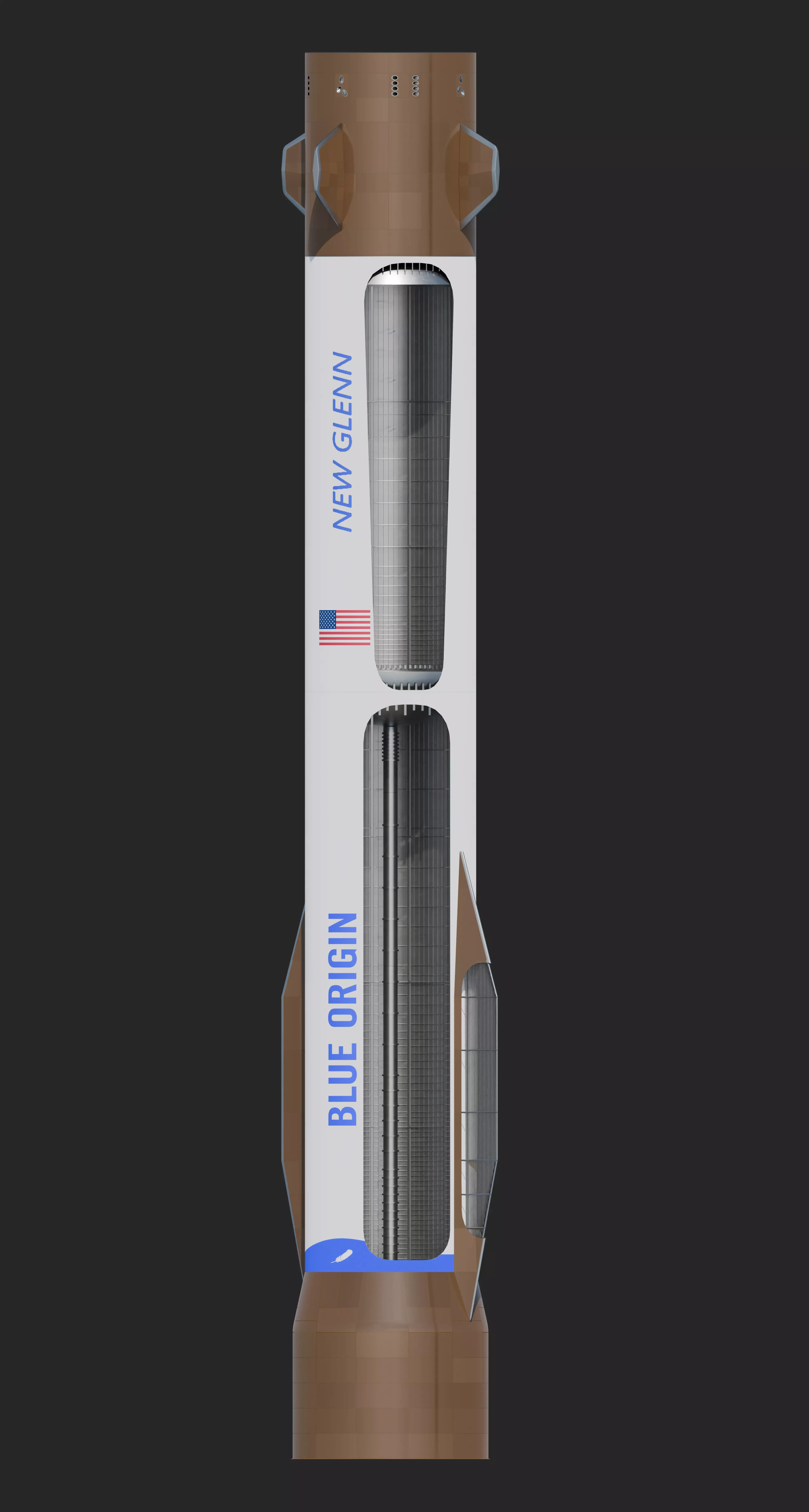 Blue Origins New Glenn Rocket -- First stage Booster ONLY -- 3D model_0