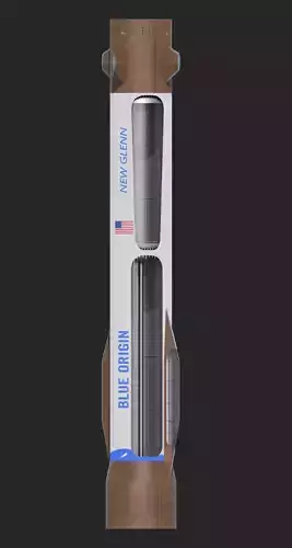 Blue Origins New Glenn Rocket  -- First stage Booster ONLY -- 3D model