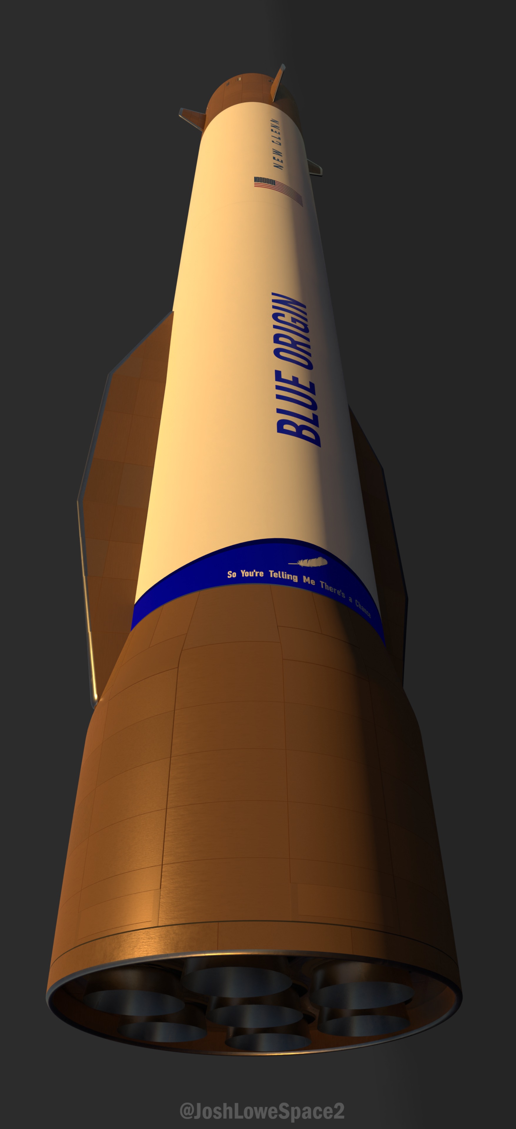 Blue Origins New Glenn Rocket -- First stage Booster ONLY -- 3D model_1