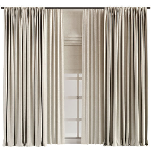 Curtain For interior N092 Low-poly 3D model