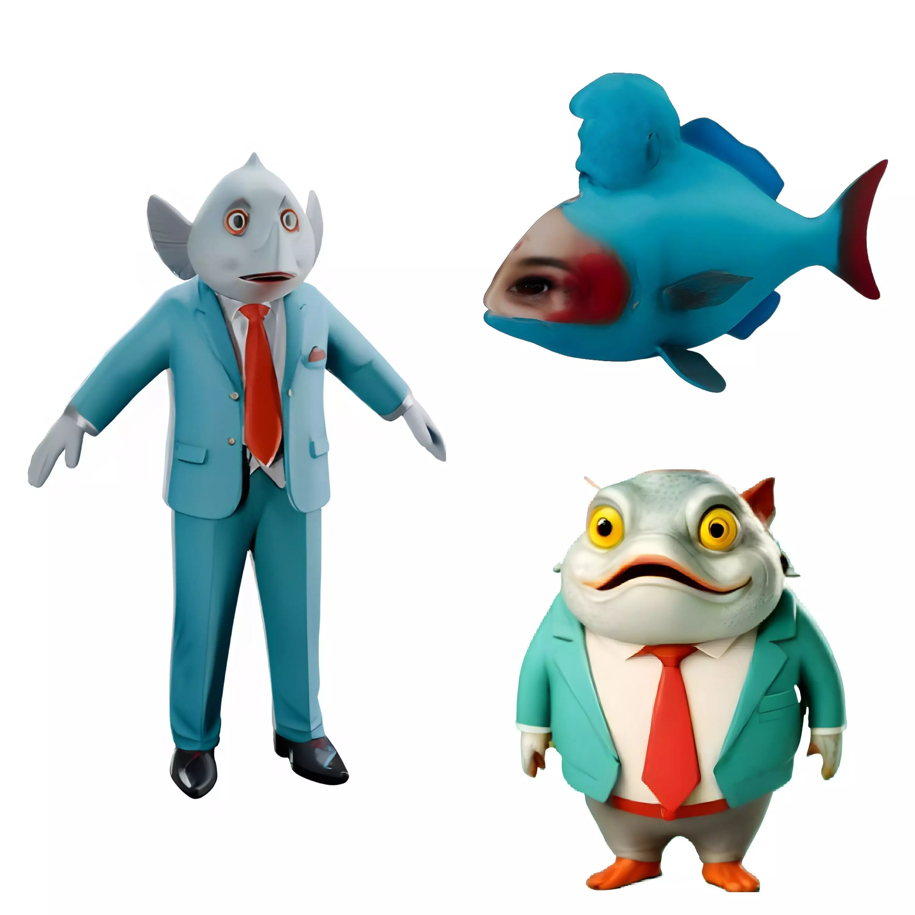 Fish Character Figurine in Business Suit 3D print model_0