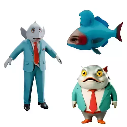 Fish Character Figurine in Business Suit