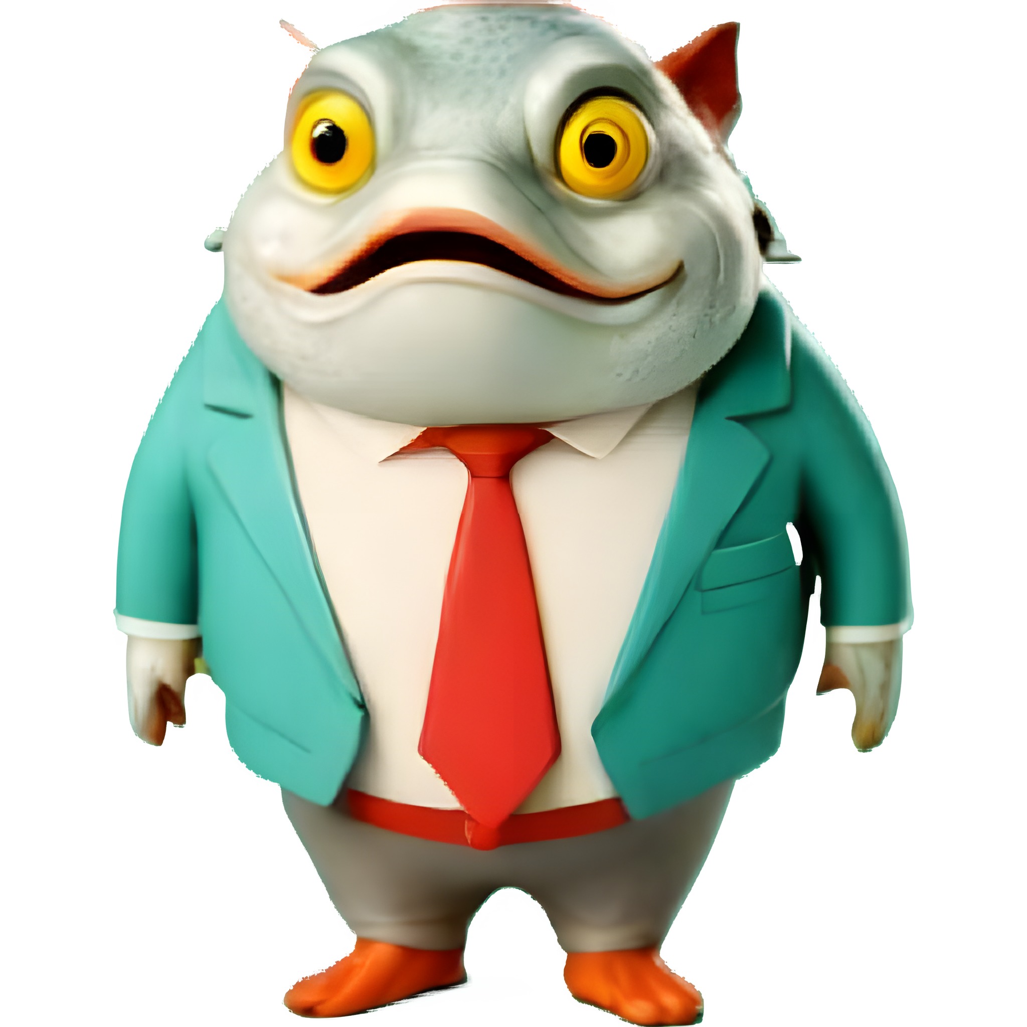 Fish Character Figurine in Business Suit 3D print model_3